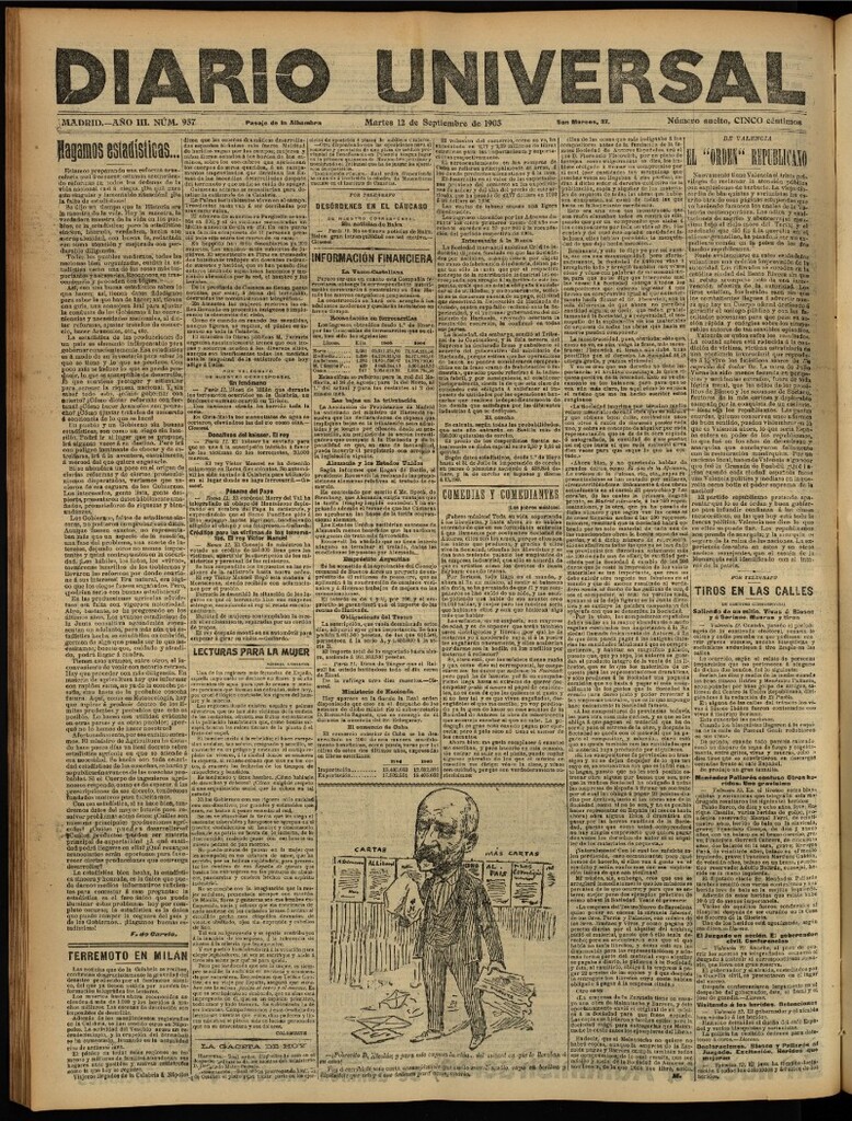 Miniatura de Diario Universal del 12 de septiembre de 1905, edición de tarde
