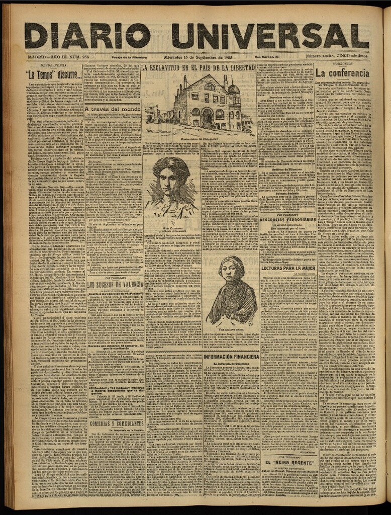 Miniatura de Diario Universal del 13 de septiembre de 1905, edición de tarde