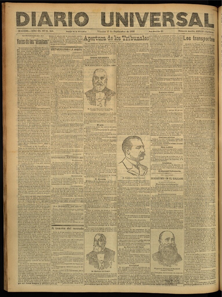 Miniatura de Diario Universal del 15 de septiembre de 1905, edición de noche
