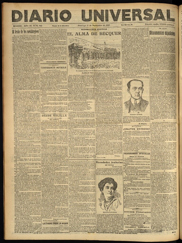 Miniatura de Diario Universal del 17 de septiembre de 1905, edición de noche