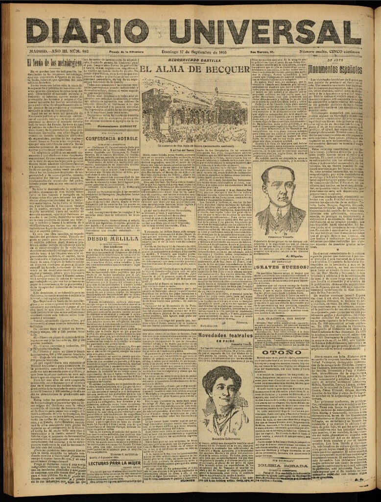 Miniatura de Diario Universal del 17 de septiembre de 1905, edición de tarde