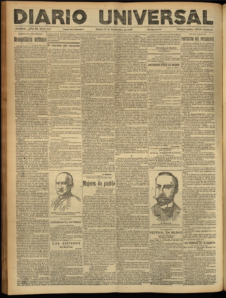 Miniatura de Diario Universal del 19 de septiembre de 1905, edición de tarde