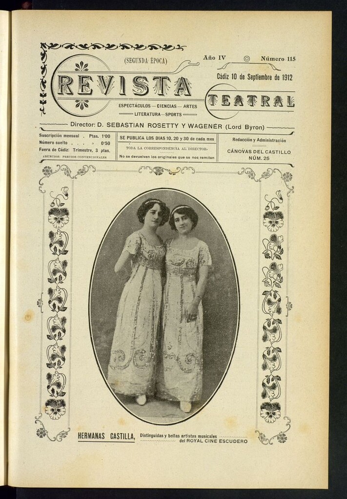 Miniatura de Revista Teatral, Literaria, Científica, de Bellas Artes y Espectáculos. Segunda época. Nº 115