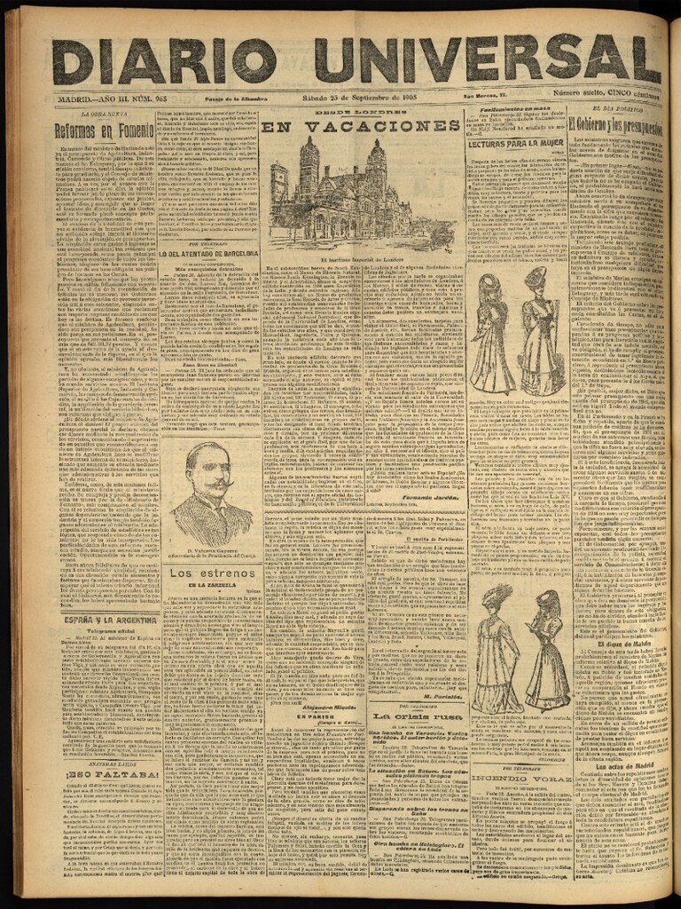 Miniatura de Diario Universal del 23 de septiembre de 1905, edición de noche