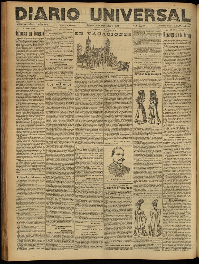 Miniatura de Diario Universal del 23 de septiembre de 1905, edición de tarde