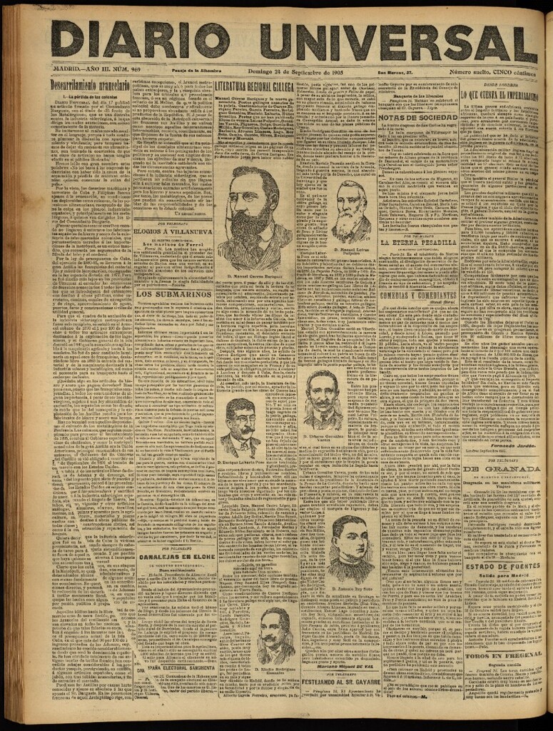 Miniatura de Diario Universal del 24 de septiembre de 1905, edición de tarde