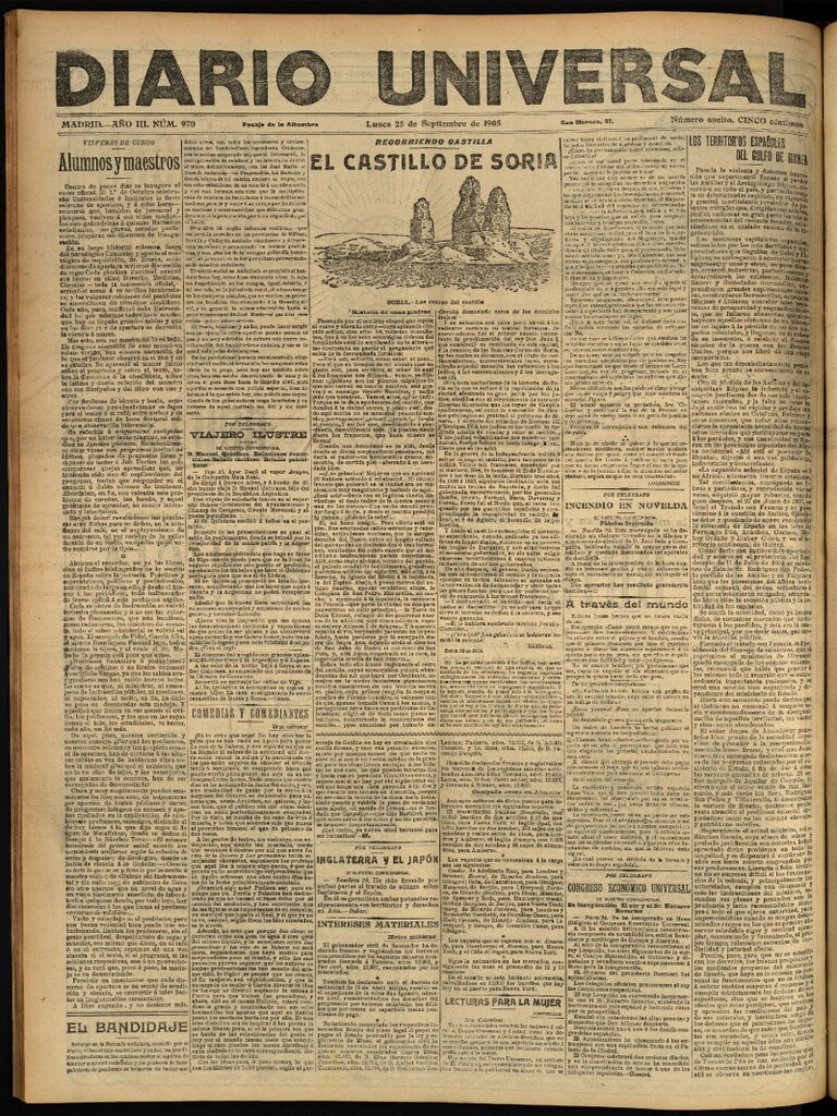 Miniatura de Diario Universal del 25 de septiembre de 1905, edición de noche