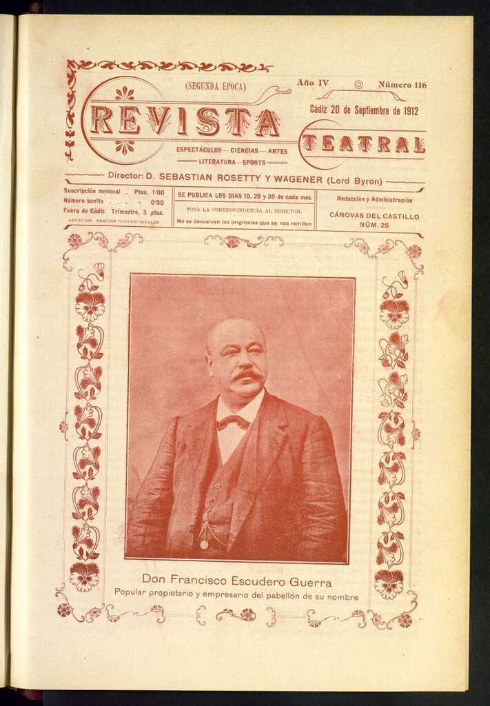 Miniatura de Revista Teatral, Literaria, Científica, de Bellas Artes y Espectáculos. Segunda época. Nº 116