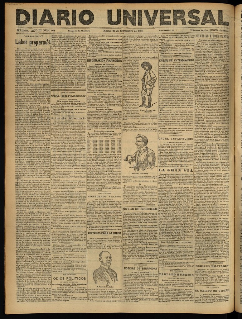 Miniatura de Diario Universal del 26 de septiembre de 1905, edición de tarde