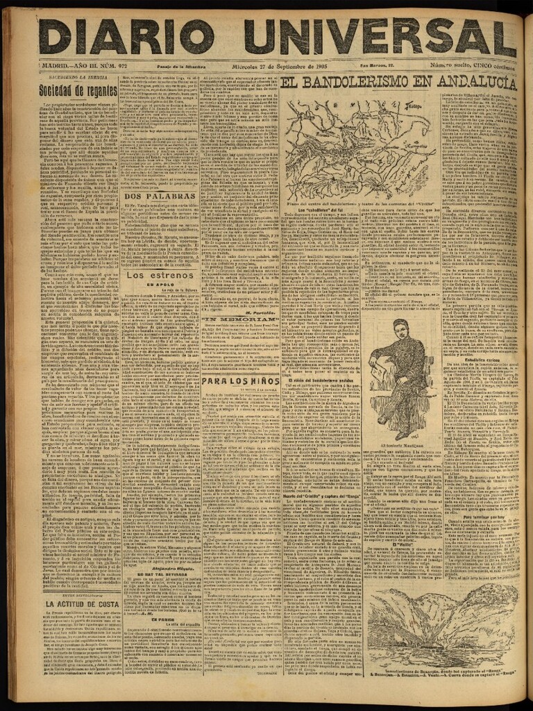Miniatura de Diario Universal del 27 de septiembre de 1905, edición de noche