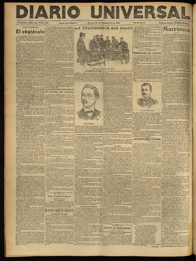 Miniatura de Diario Universal del 28 de septiembre de 1905, edición de tarde