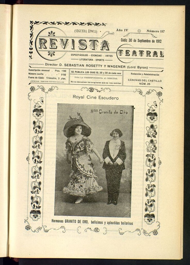 Miniatura de Revista Teatral, Literaria, Científica, de Bellas Artes y Espectáculos. Segunda época. Nº 117
