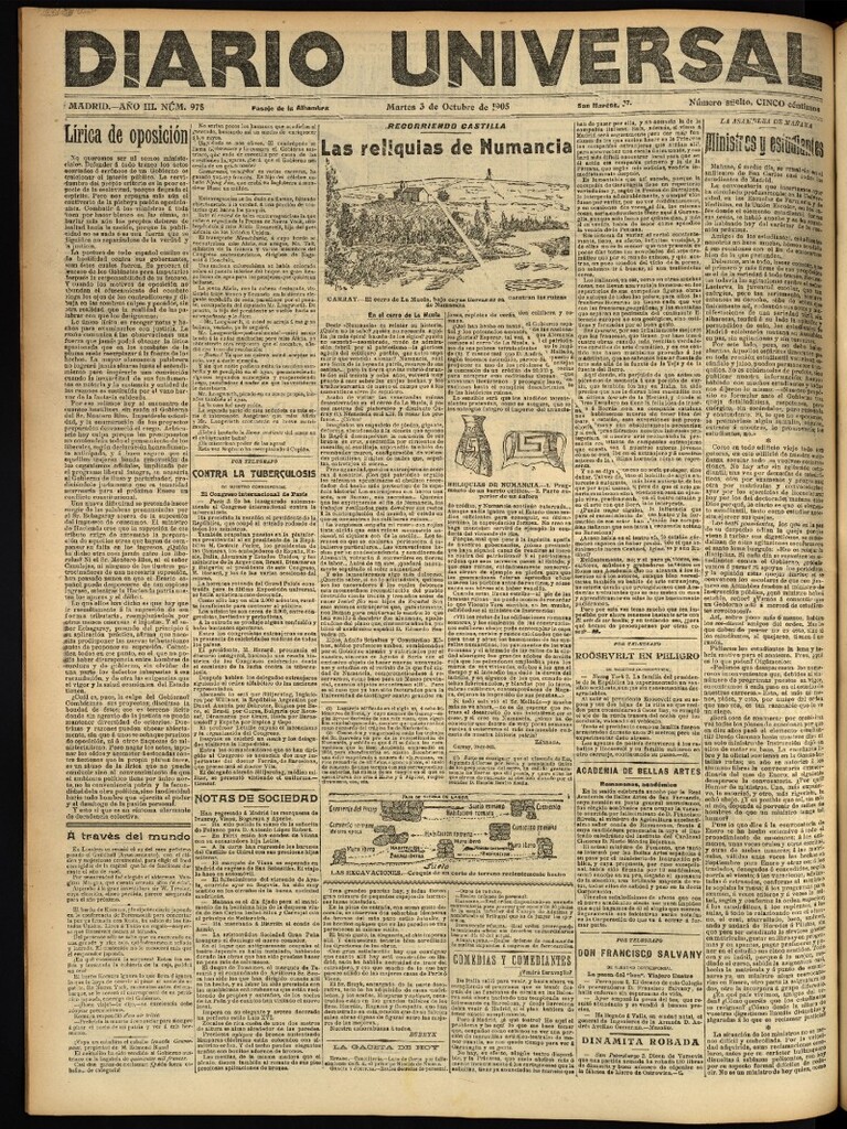 Miniatura de Diario Universal del 3 de octubre de 1905, edición de noche