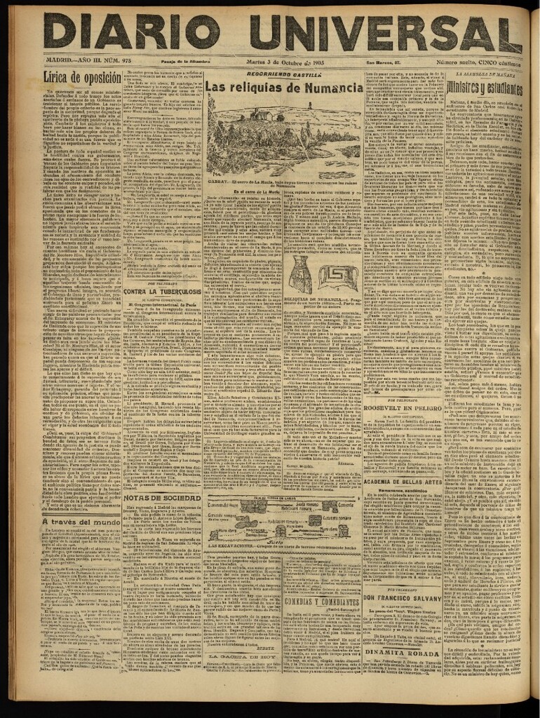 Miniatura de Diario Universal del 3 de octubre de 1905, edición de tarde