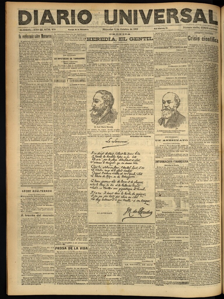 Miniatura de Diario Universal del 4 de octubre de 1905, edición de noche