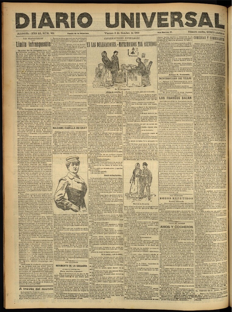 Miniatura de Diario Universal del 6 de octubre de 1905, edición de noche
