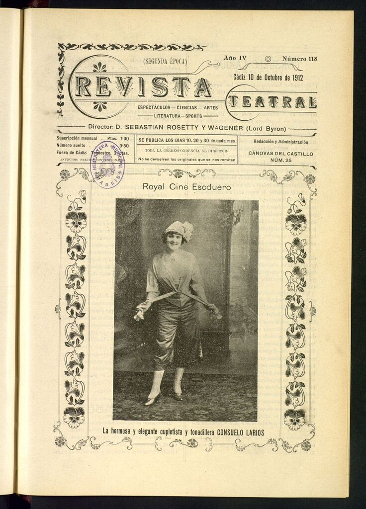 Miniatura de Revista Teatral, Literaria, Científica, de Bellas Artes y Espectáculos. Segunda época. Nº 118