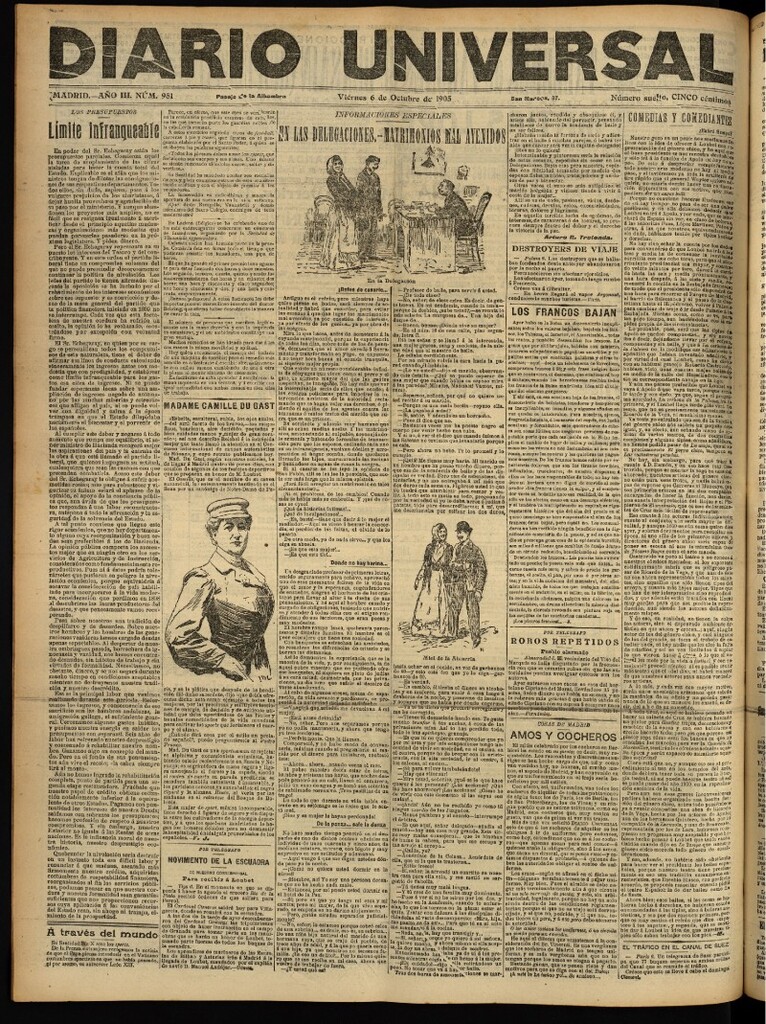 Miniatura de Diario Universal del 6 de octubre de 1905, edición de tarde