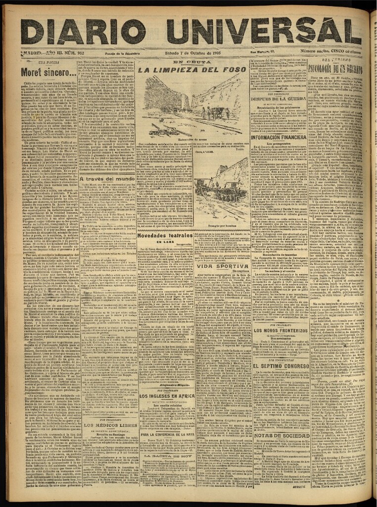 Miniatura de Diario Universal del 7 de octubre de 1905, edición de noche