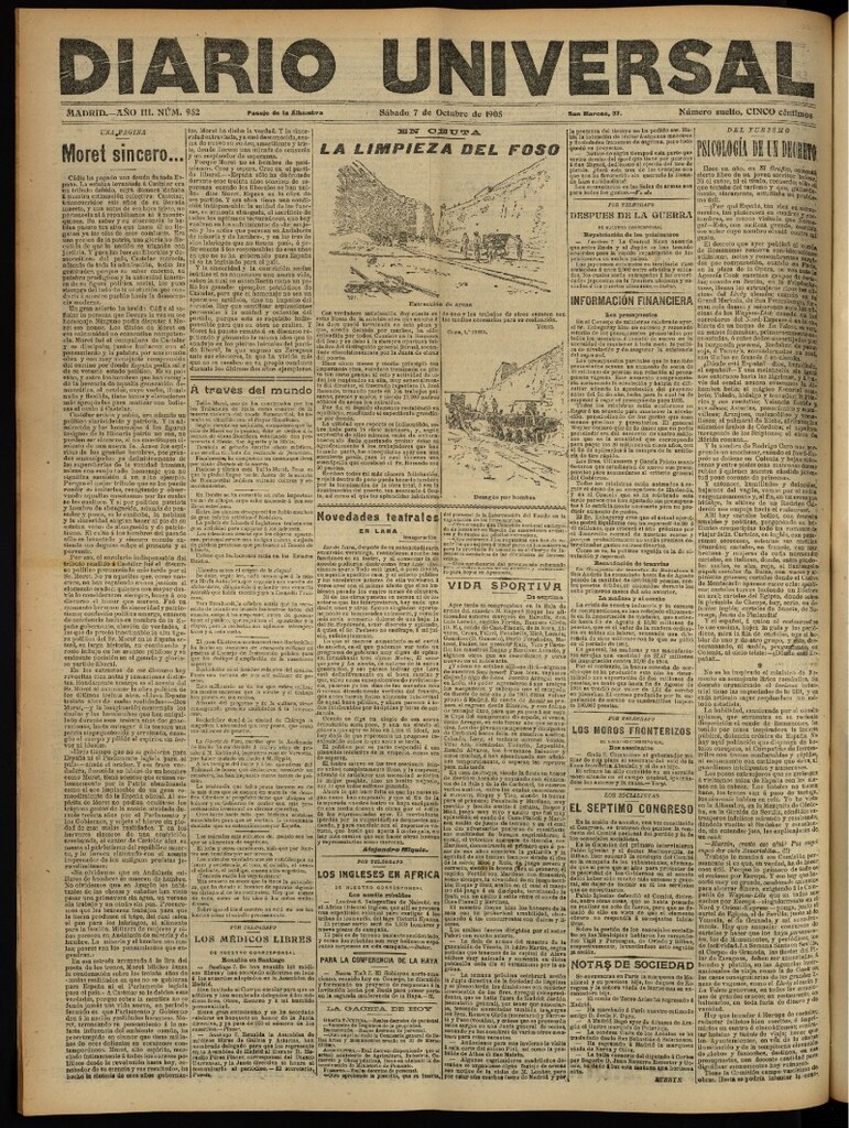 Miniatura de Diario Universal del 7 de octubre de 1905, edición de tarde