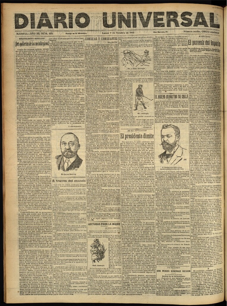 Miniatura de Diario Universal del 9 de octubre de 1905, edición de noche