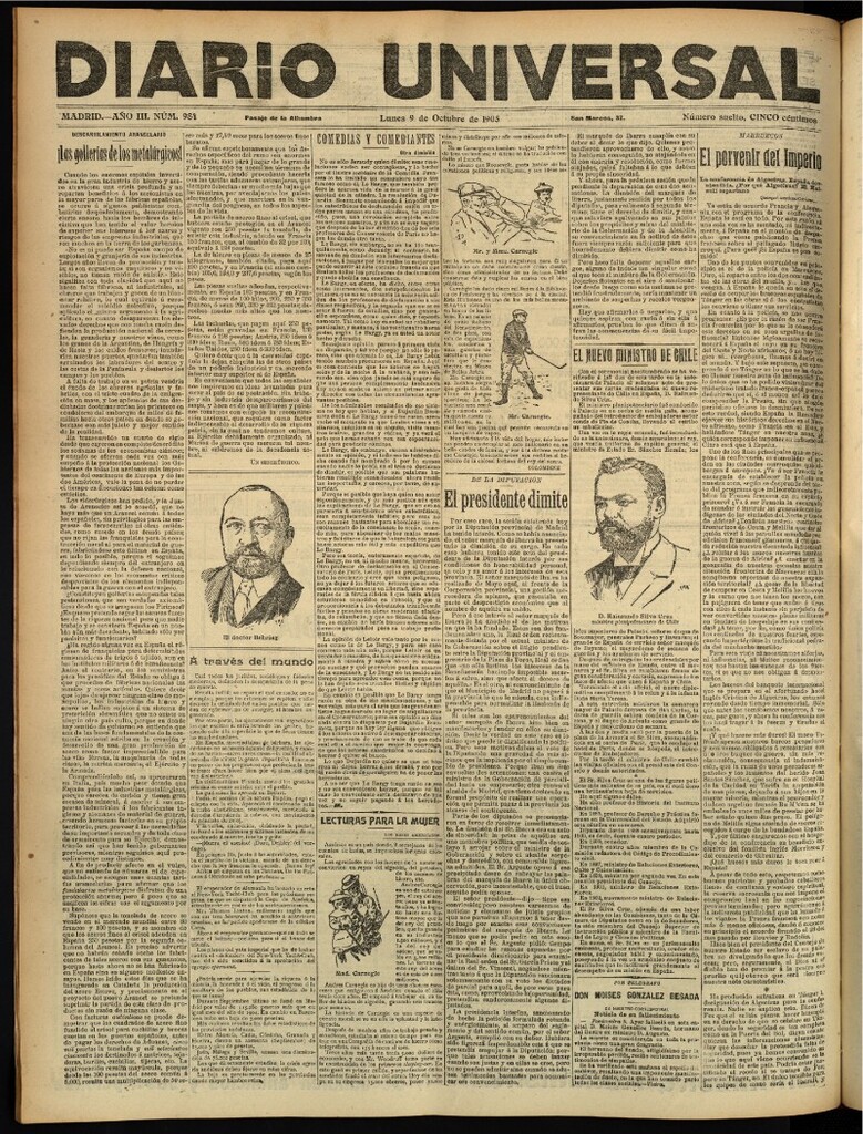Miniatura de Diario Universal del 9 de octubre de 1905, edición de tarde