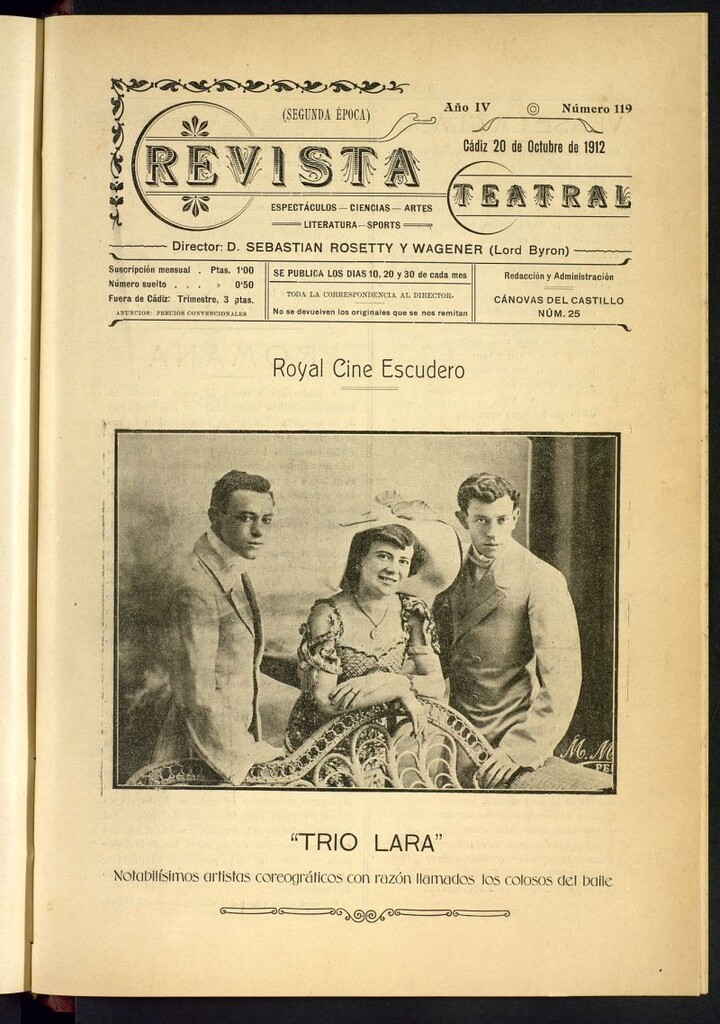 Miniatura de Revista Teatral, Literaria, Científica, de Bellas Artes y Espectáculos. Segunda época. Nº 119