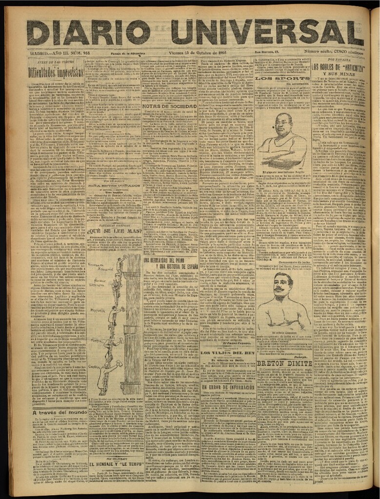 Miniatura de Diario Universal del 13 de octubre de 1905, edición de tarde