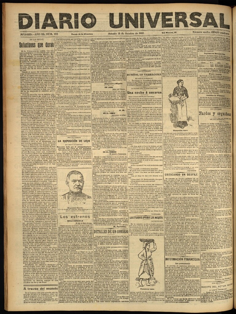 Miniatura de Diario Universal del 14 de octubre de 1905, edición de noche
