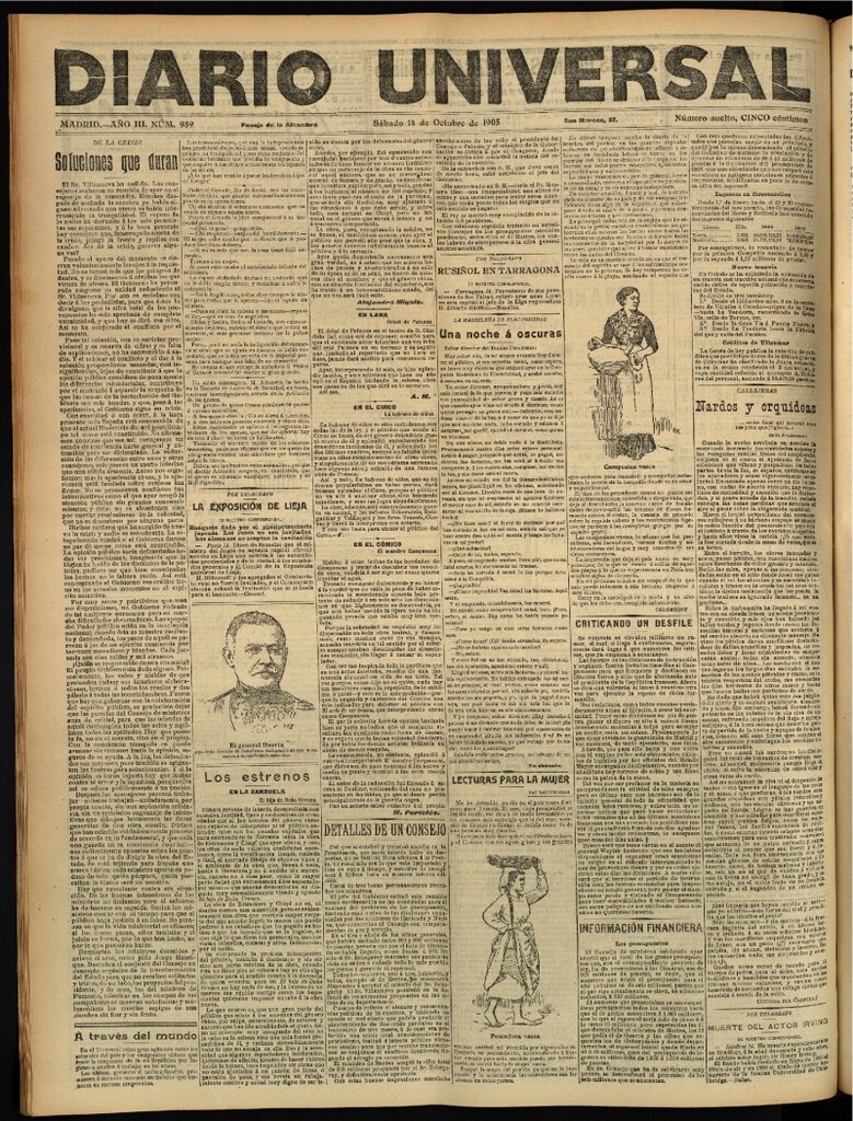 Miniatura de Diario Universal del 14 de octubre de 1905, edición de tarde