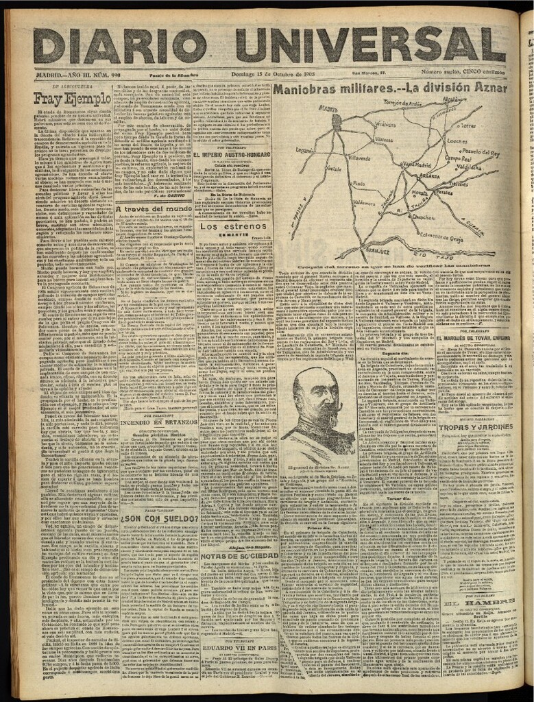 Miniatura de Diario Universal del 15 de octubre de 1905, edición de tarde
