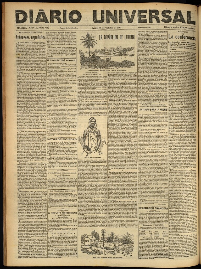 Miniatura de Diario Universal del 16 de octubre de 1905, edición de noche