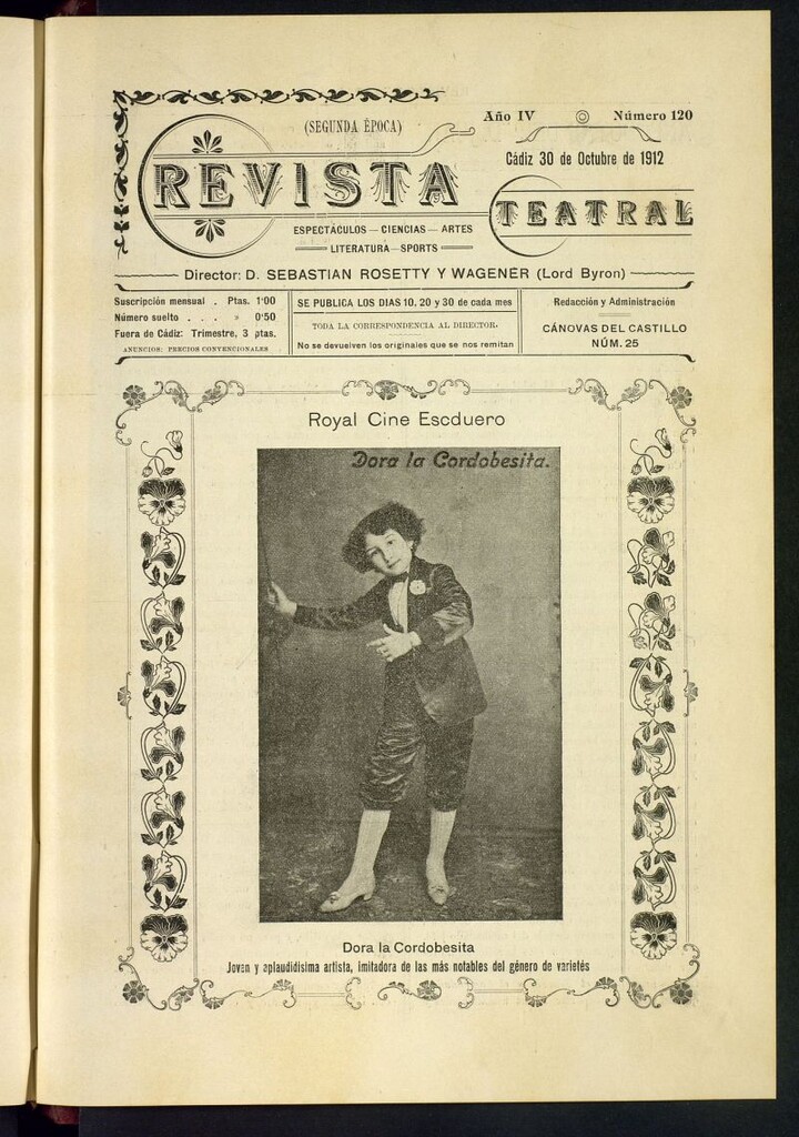 Miniatura de Revista Teatral, Literaria, Científica, de Bellas Artes y Espectáculos. Segunda época. Nº 120