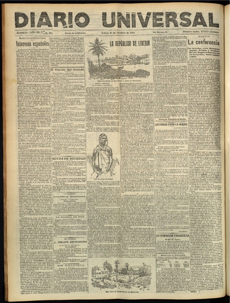 Miniatura de Diario Universal del 16 de octubre de 1905, edición de tarde