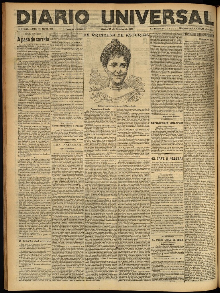 Miniatura de Diario Universal del 17 de octubre de 1905, edición de noche