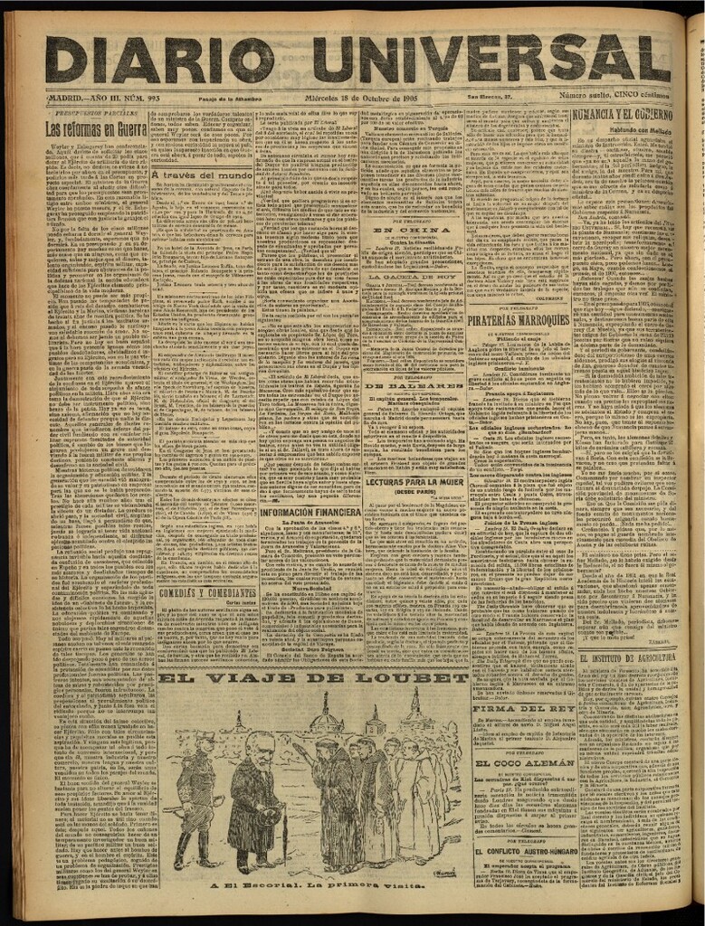 Miniatura de Diario Universal del 18 de octubre de 1905, edición de tarde