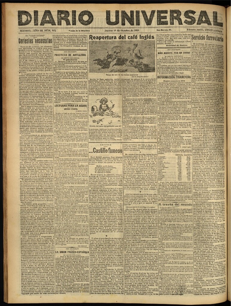 Miniatura de Diario Universal del 19 de octubre de 1905, edición de noche