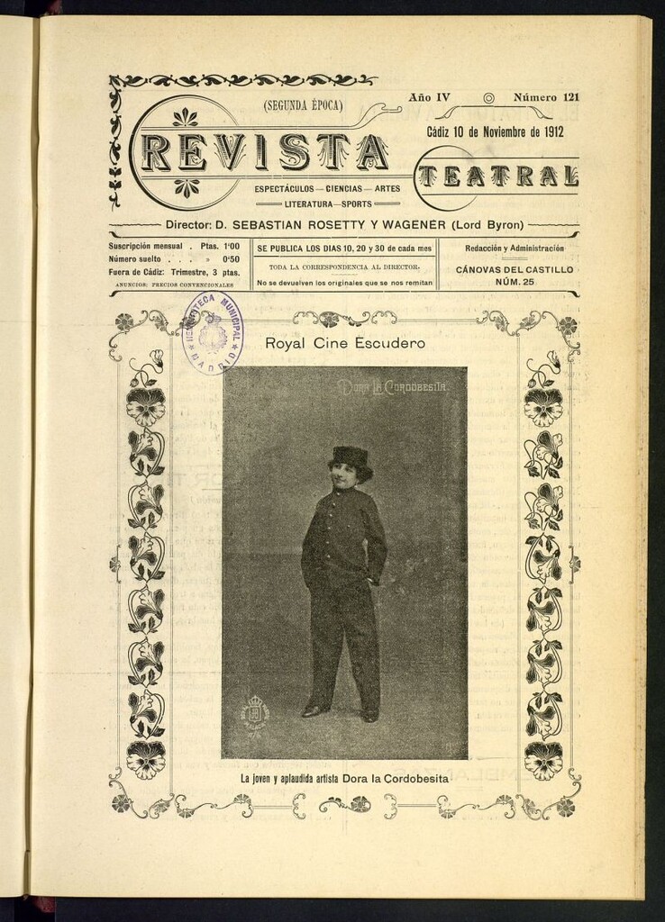 Miniatura de Revista Teatral, Literaria, Científica, de Bellas Artes y Espectáculos. Segunda época. Nº 121