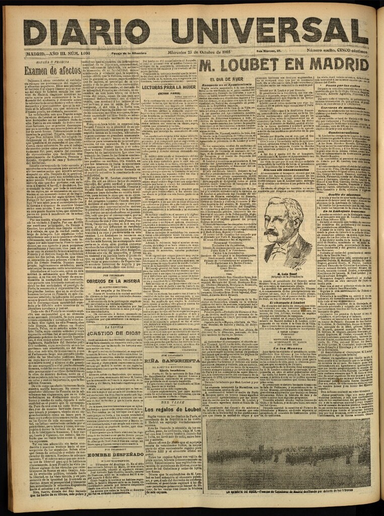 Miniatura de Diario Universal del 25 de octubre de 1905, edición de tarde