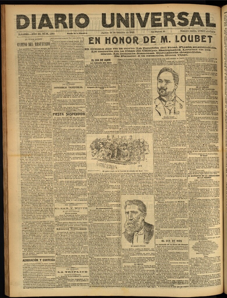 Miniatura de Diario Universal del 26 de octubre de 1905, edición de noche