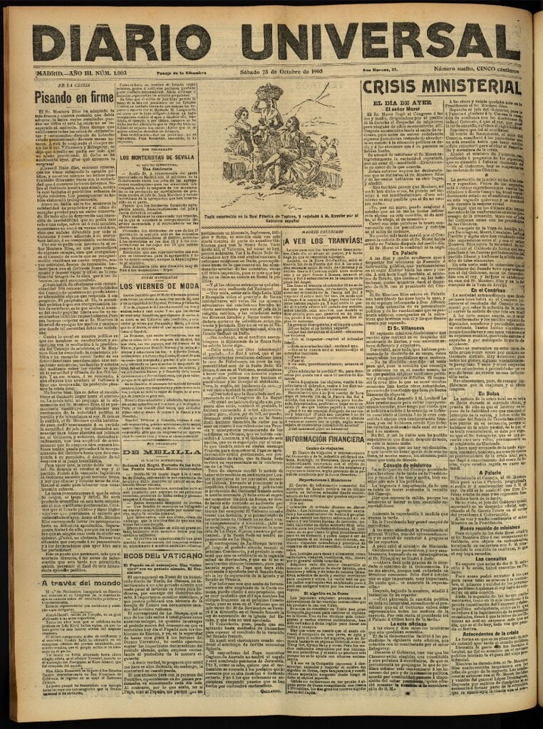 Miniatura de Diario Universal del 28 de octubre de 1905, edición de tarde