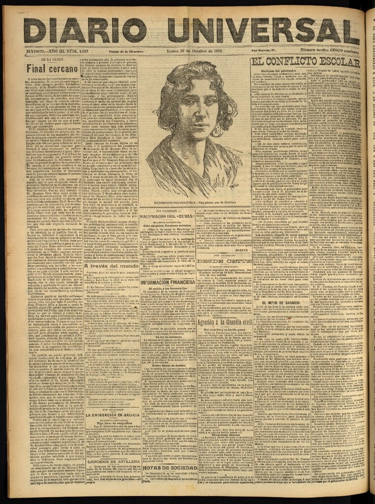 Miniatura de Diario Universal del 30 de octubre de 1905, edición de noche