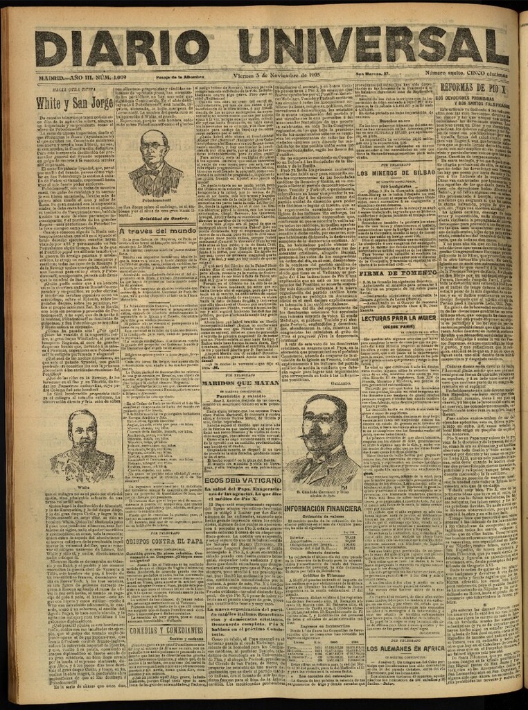 Miniatura de Diario Universal del 3 de noviembre de 1905, edición de tarde