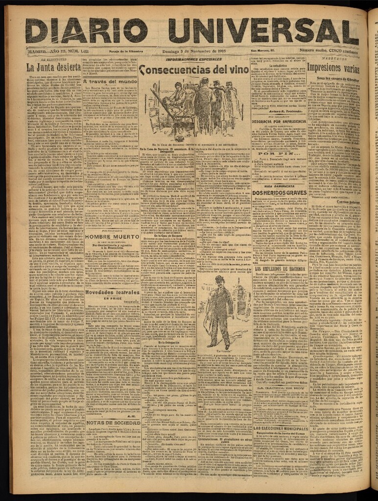 Miniatura de Diario Universal del 5 de noviembre de 1905, edición de noche