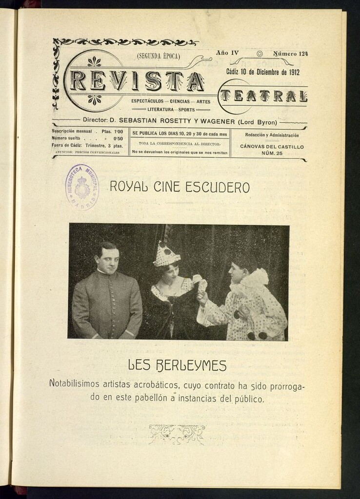 Miniatura de Revista Teatral, Literaria, Científica, de Bellas Artes y Espectáculos. Segunda época. Nº 124