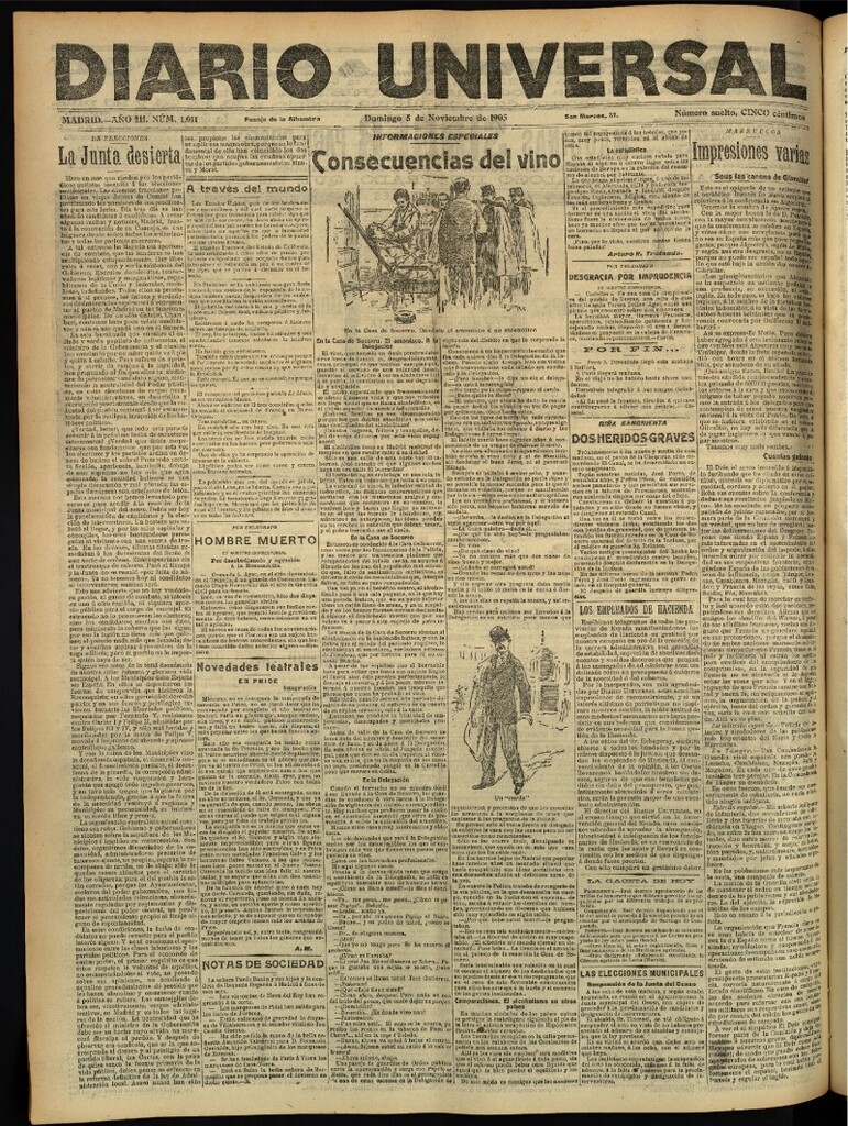 Miniatura de Diario Universal del 5 de noviembre de 1905, edición de tarde