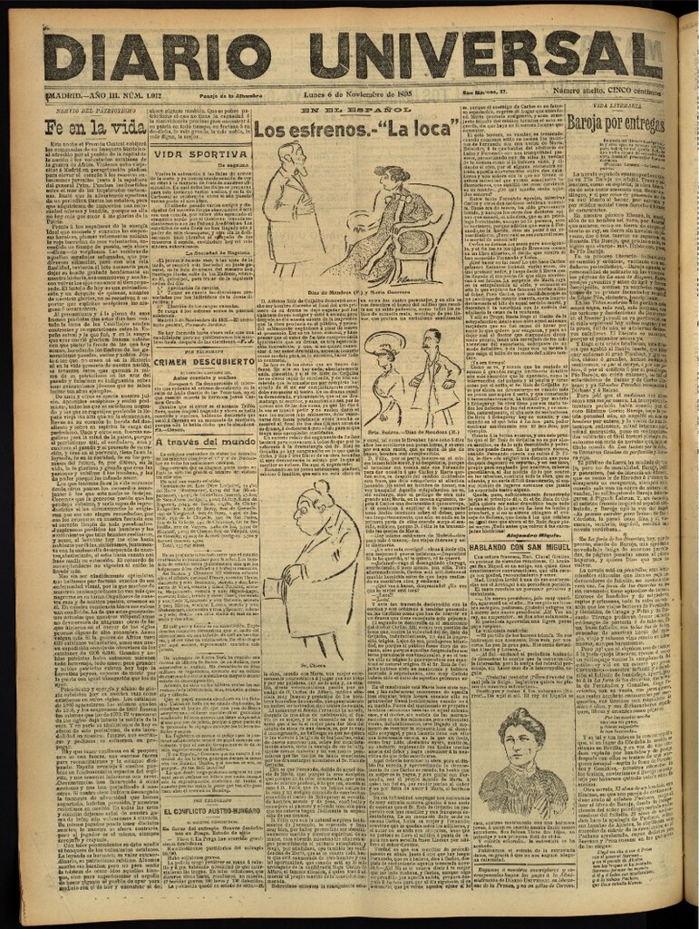 Miniatura de Diario Universal del 6 de noviembre de 1905, edición de tarde