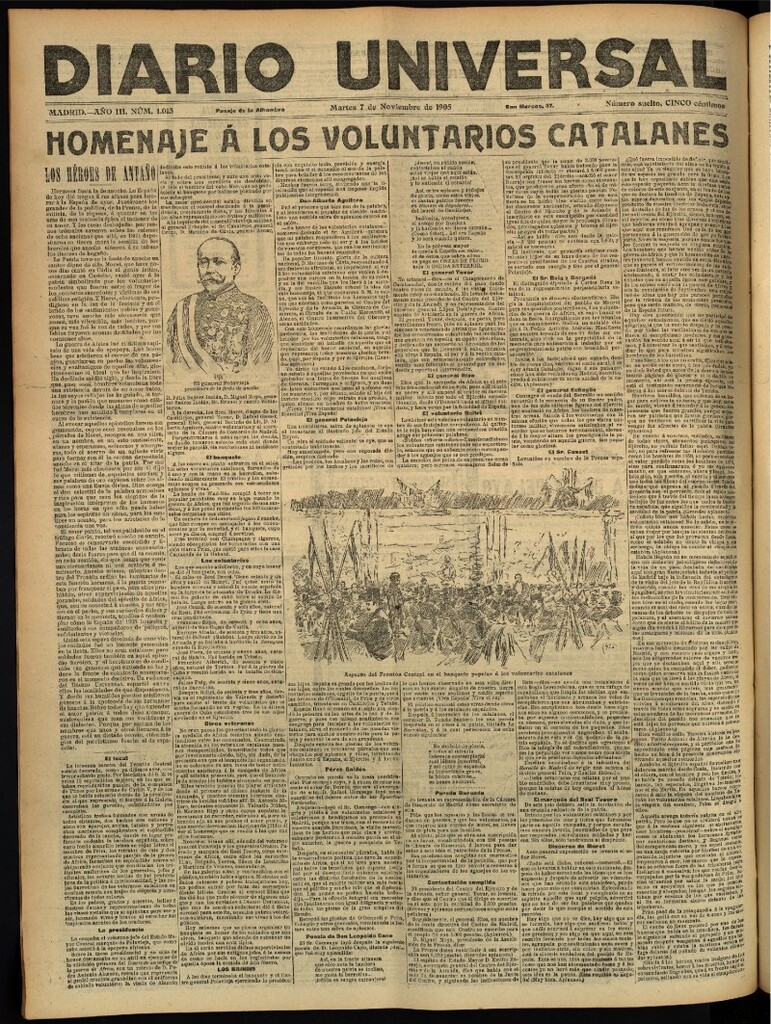 Miniatura de Diario Universal del 7 de noviembre de 1905, edición de tarde