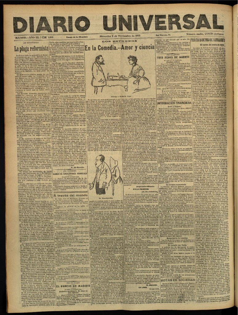 Miniatura de Diario Universal del 8 de noviembre de 1905, edición de tarde