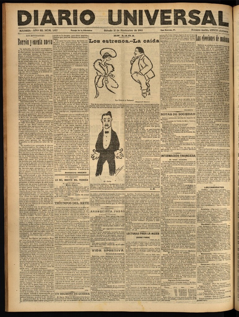 Miniatura de Diario Universal del 11 de noviembre de 1905, edición de noche